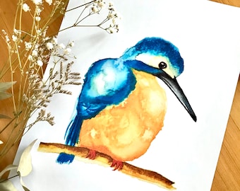LIMITED EDITION Kingfisher Print, Kingfisher, Hand painted, Kingfisher lovers, Print, Painted, Home Decor, A4 Fine Art A3, Matte print