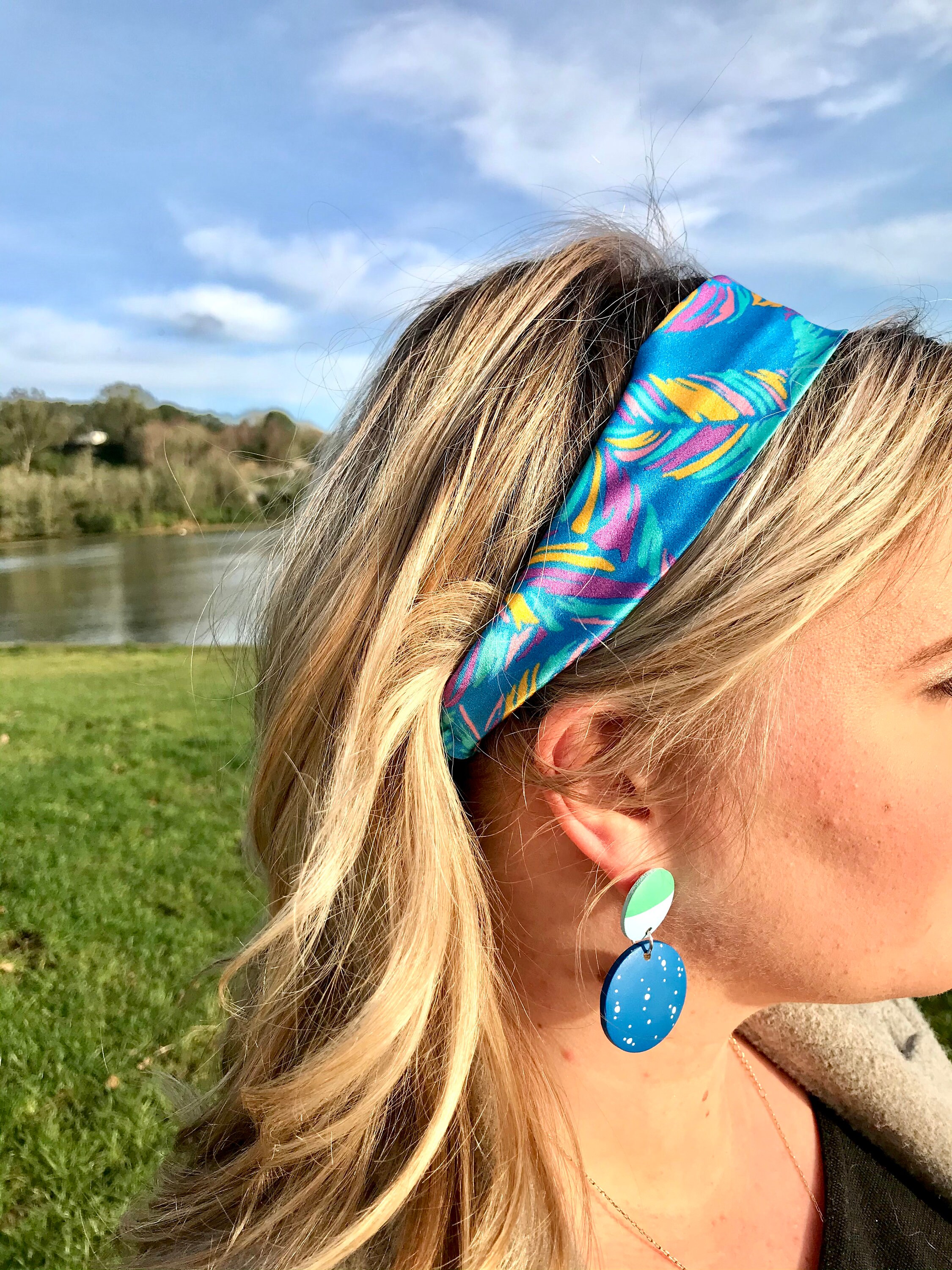 Luxury Printed Silk Headband, Geometric Colourful Prints, Limited