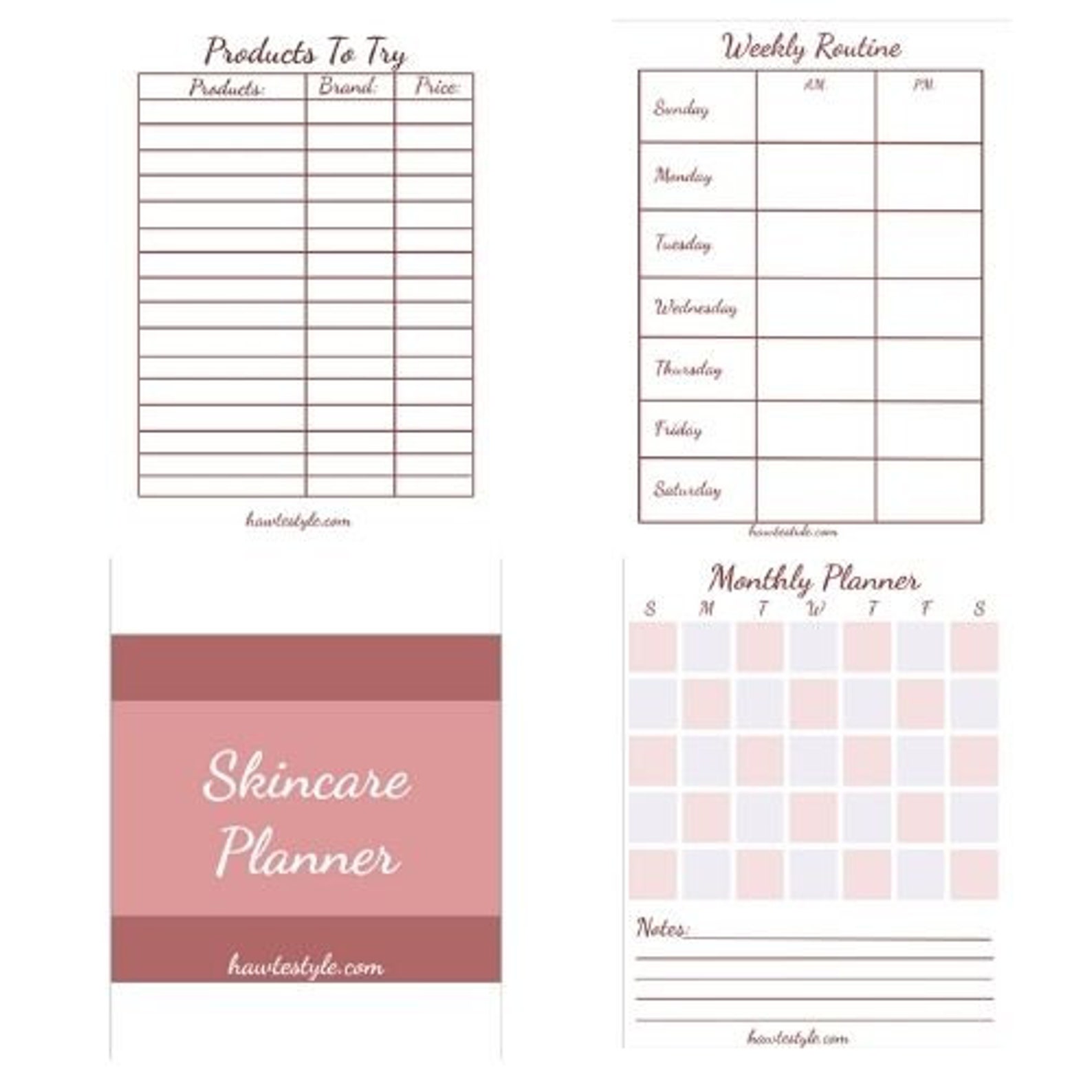 Printable Skin Care Planner Printable Beauty Planner. PDF Etsy Ireland
