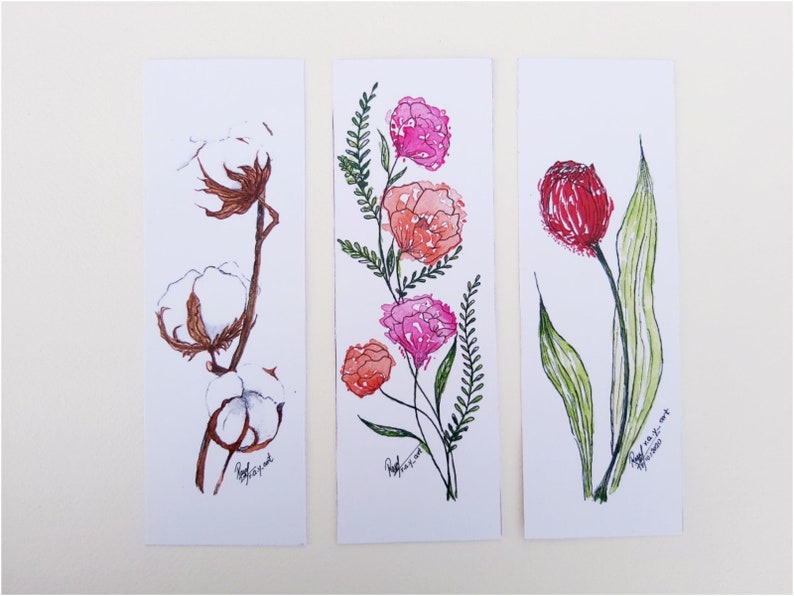 Personalised Very Unique Bookmark With Flower Designs Etsy