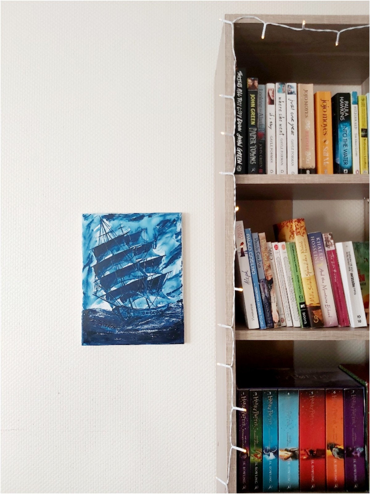 Original Ship Watercolour Painting On Canvas, Canvas Painting, Home Artwork, Wall Decor, Boat While 