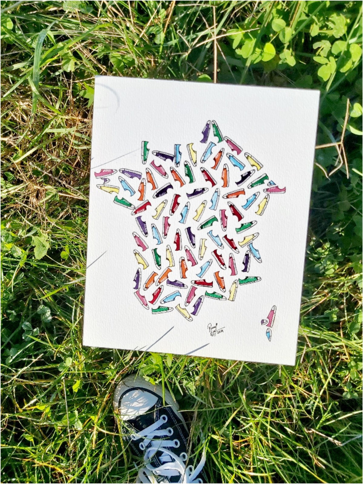 Personalised, Original Map Painting With Converse Sneakers, Watercolour, Home Decor, Hand Painted, R