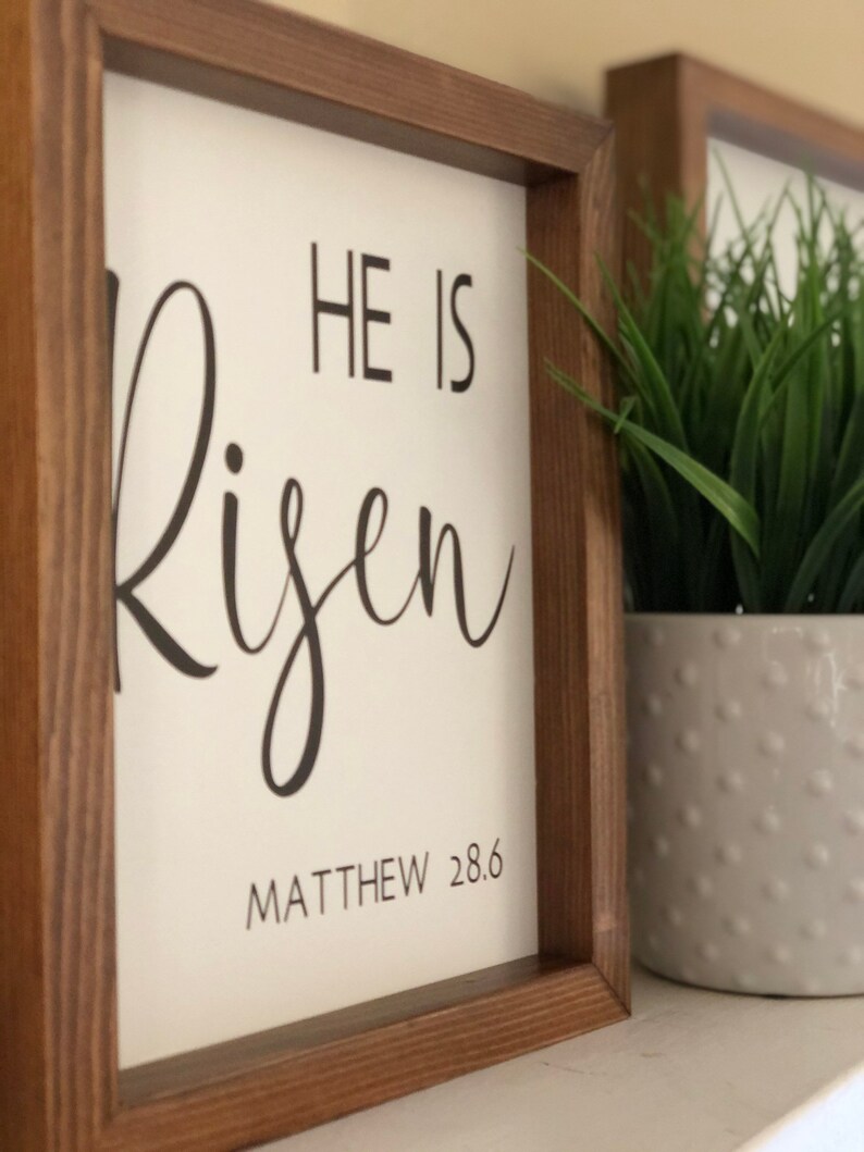 He is risen sign Easter sign He is risen farmhouse sign farmhouse Easter decor Easter decor image 2