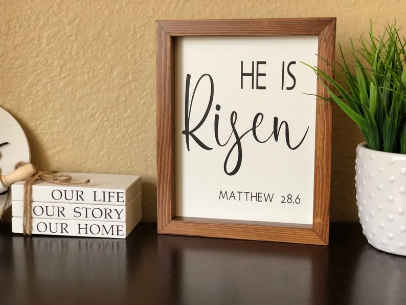 He is risen sign Easter sign He is risen farmhouse sign farmhouse Easter decor Easter decor image 5