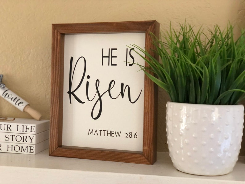 He is risen sign Easter sign He is risen farmhouse sign farmhouse Easter decor Easter decor image 4