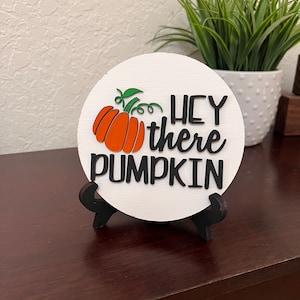 Wooden fall decor | Fall Decor | Farmhouse | Fall wood round | hey there pumpkin| Halloween decor | rustic decor | fall signs tiered tray