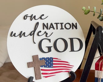 4th of July Decor | Independence Day decor | rustic home decor | One Nation under God sign | patriotic sign | farmhouse patriotic