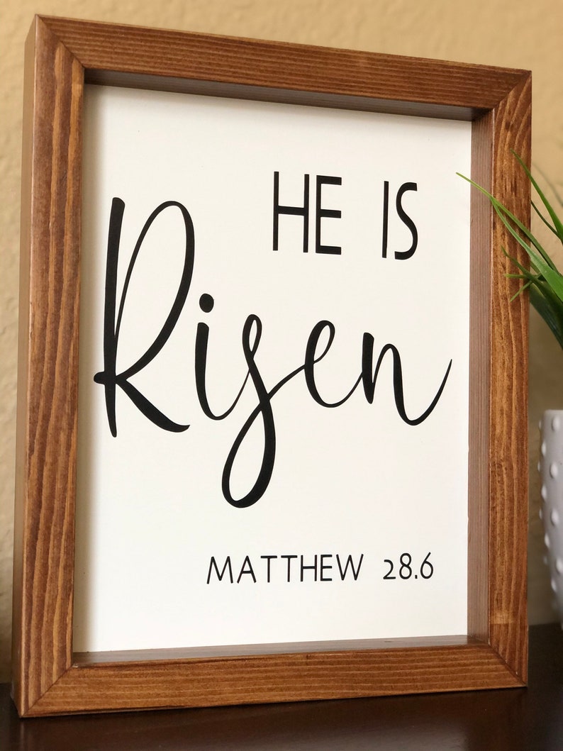 He is risen sign Easter sign He is risen farmhouse sign farmhouse Easter decor Easter decor image 3