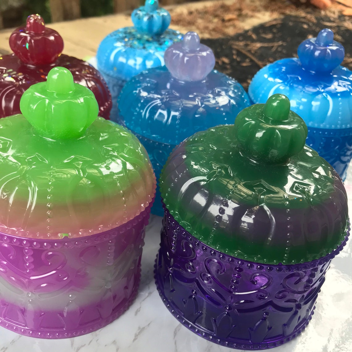 CUSTOM Pretty Resin Jar with Lid Trinket box Storage Jar Etsy