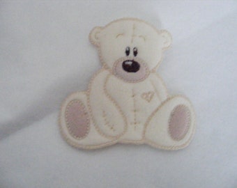 Cream Tatty teddy bear applique/patch good quality fleece, iron or sew on.