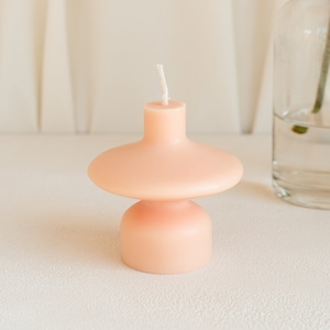 wavy candle for wabi-sabi bedroom, minimalist candle, simple design for scandinavian style home, pastel color decoration, spring table decor