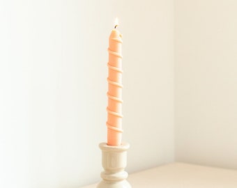 Twisted Dinner candle for eclectic living room, Pastel gift for her, Colorful wedding table decoration