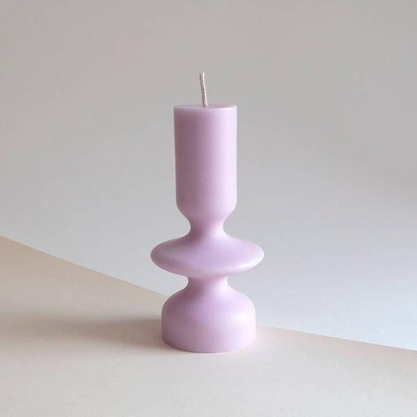 Bougie sculpturale pour salon éclectique, décoration de la maison dans un style minimaliste, cadeau pastel pour demoiselle d'honneur