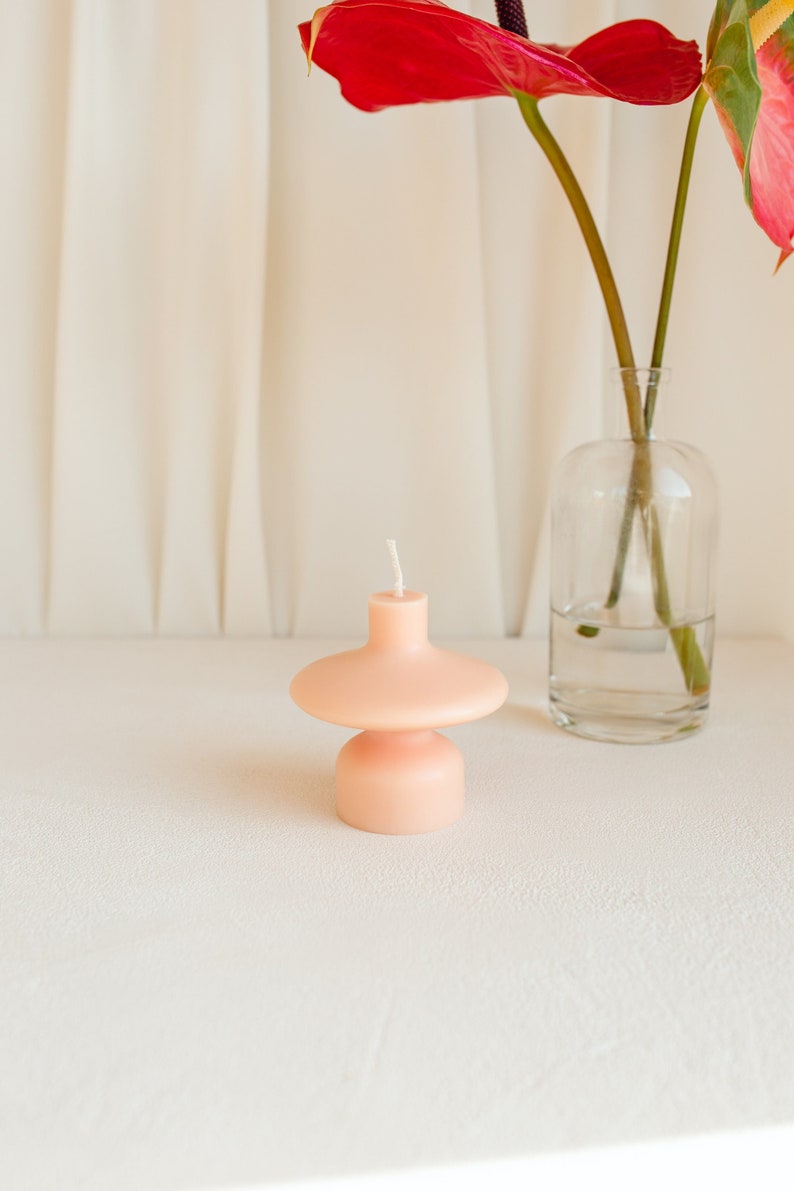 wavy candle for wabi-sabi bedroom, minimalist candle, simple design for scandinavian style home, pastel color decoration, spring table decor image 1