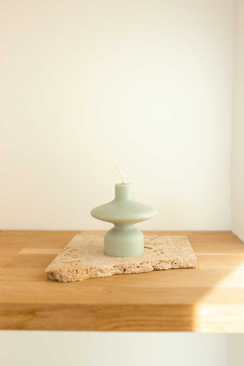 simple artistic candle for japandi style interior, cute minimalist room decor, wave vase candles, sculptural art, statement wiggly object image 1