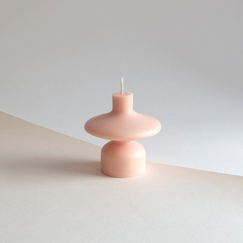 wavy candle for wabi-sabi bedroom, minimalist candle, simple design for scandinavian style home, pastel color decoration, spring table decor image 3
