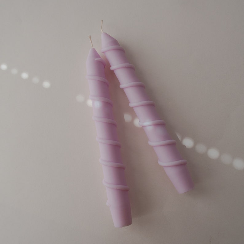 Twisted taper candle, Pastel table decoration, Colorful event Accessories image 2