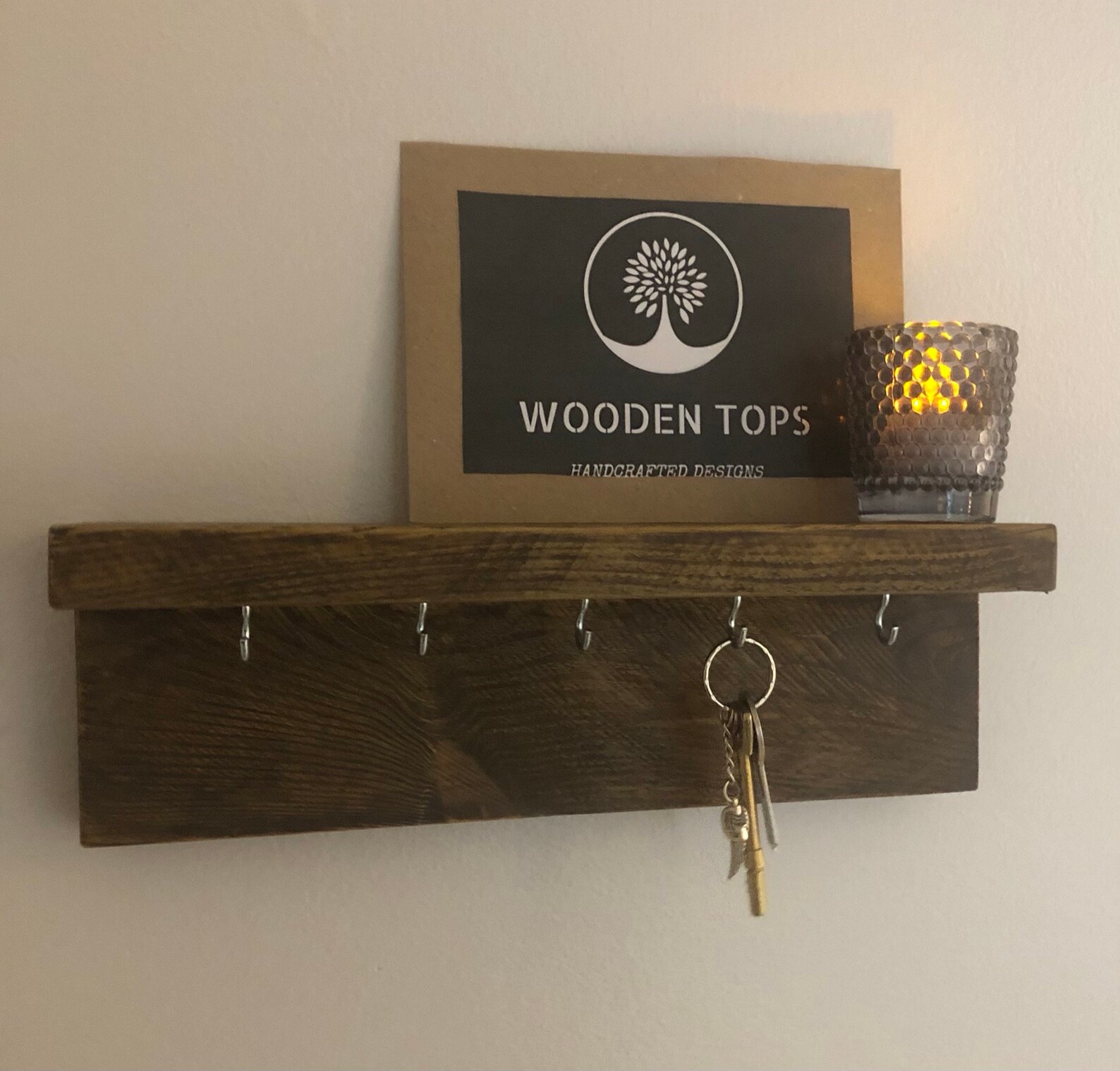 Wooden Key Rack With Shelf Etsy UK