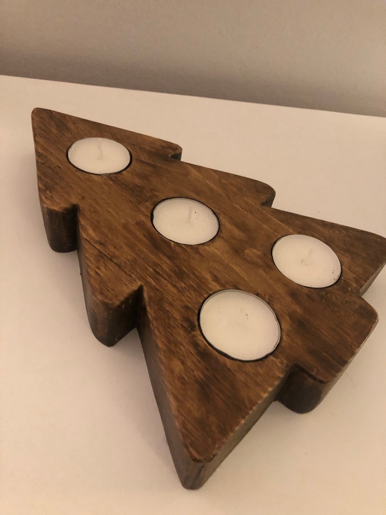Wooden Christmas Tree Tea Light Holder Etsy UK