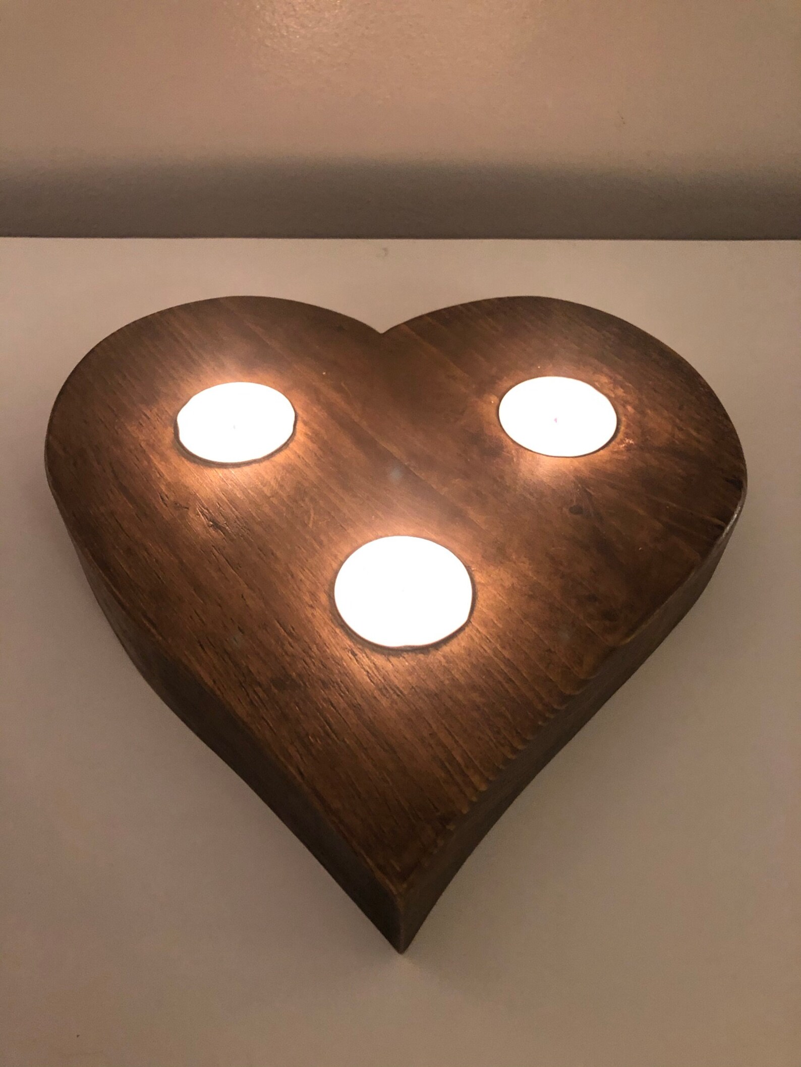Wooden Heart Tea Light Holder Etsy Hong Kong