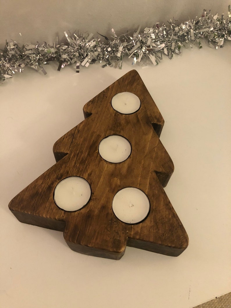 Wooden Christmas Tree Tea Light Holder Etsy UK