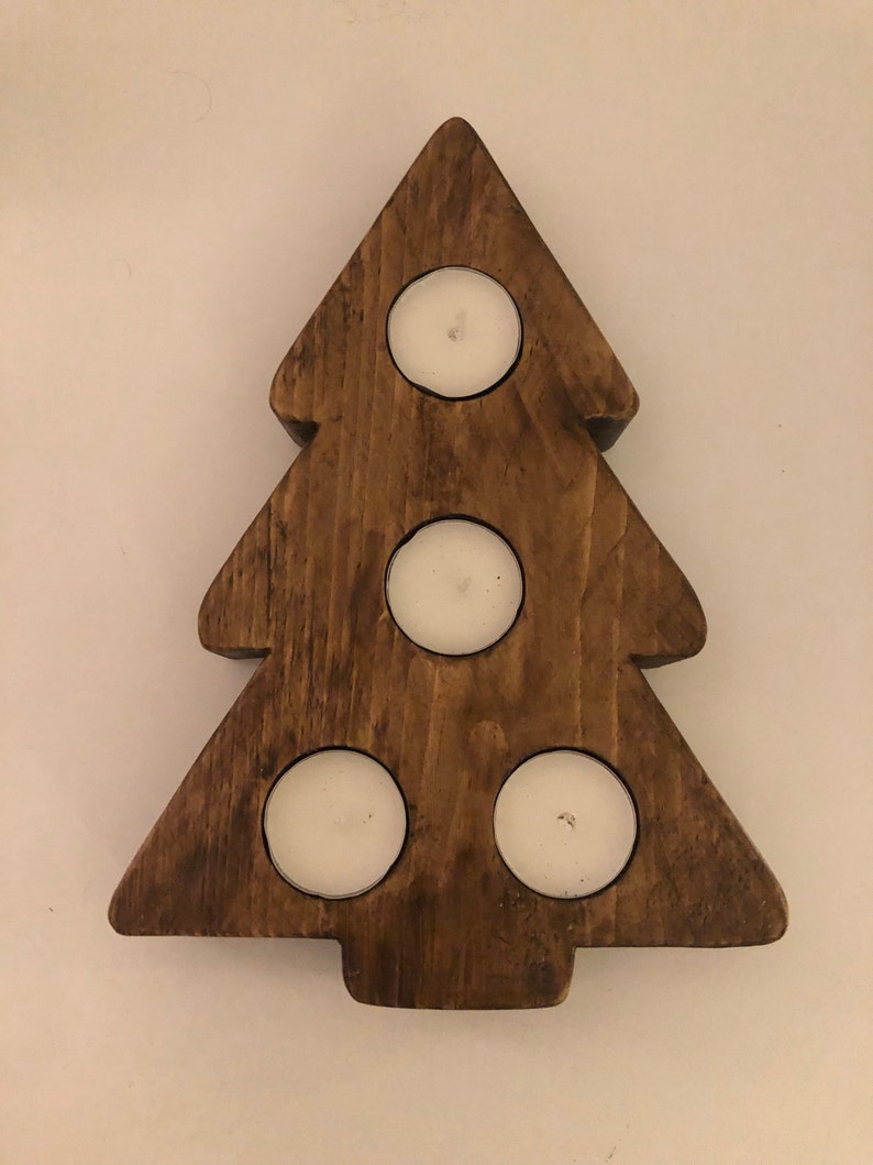 Wooden Christmas Tree Tea Light Holder Etsy UK