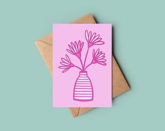Colourful modern botanical flower greetings cards
