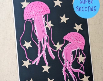 SUPER SECONDS FESTIVAL - A5 Bright Pink Jellyfish Wall Art (misprint)