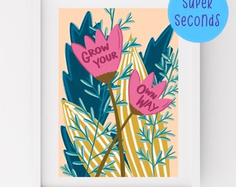 SUPER SECONDS FESTIVAL - A5 Grow your Own Way colourful floral wall art (ex-display)