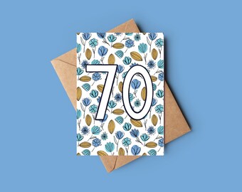 70th Birthday botanical floral card