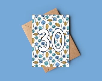 30th Birthday botanical floral card