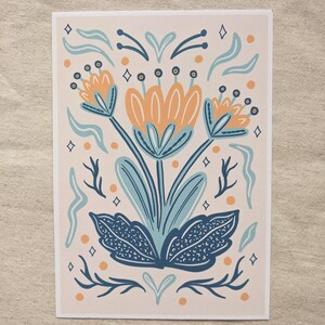 Scandi Neutral Pastel Folk Floral Print image 2