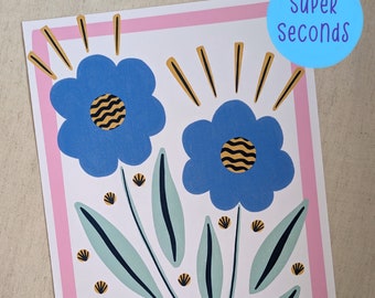 SUPER SECONDS FESTIVAL - A4 Colourful abstract botanical flower art print (misprint)