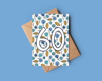 60th Birthday botanical floral card