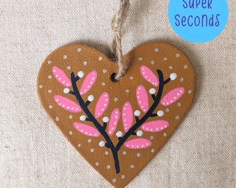 SUPER SECONDS FESTIVAL - Mustard & pink floral heart ornament