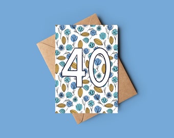 40th Birthday botanical floral card