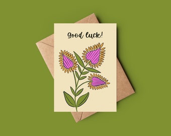 Good luck pink folk floral card