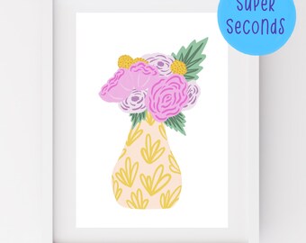 SUPER SECONDS FESTIVAL - A4 Pink and yellow flower vase print (discontinued)