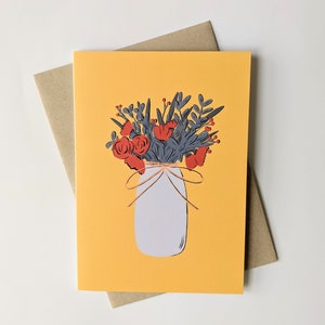 Bright floral yellow flower vase card image 3