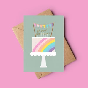 Rainbow Cake Happy Birthday Card image 1