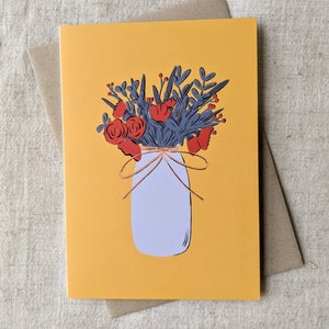 Bright floral yellow flower vase card image 2