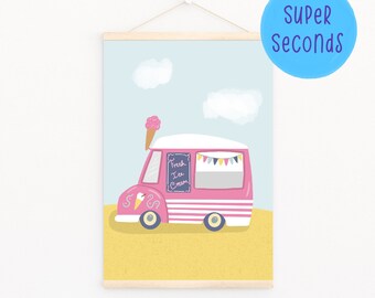 SUPER SECONDS FESTIVAL - Ice-cream van retro colour pop art print (ex-display)