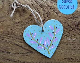 SUPER SECONDS FESTIVAL - Scandi heart sage green and lilac ornament