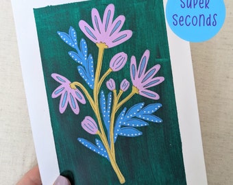 SUPER SECONDS FESTIVAL - Dark green wildflowers original painting (A5)