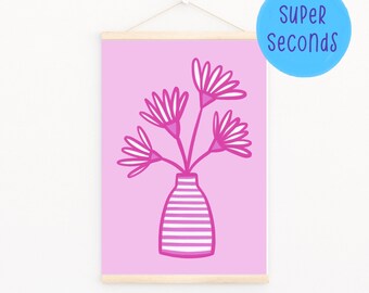 SUPER SECONDS FESTIVAL - A5 Bright pink flower vase print (ex-display)