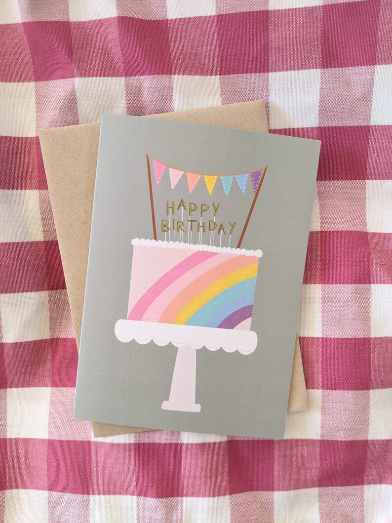 Rainbow Cake Happy Birthday Card image 2