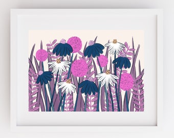 Colourful wildflowers art print