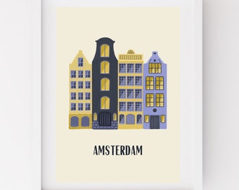 Amsterdam Dutch Houses Travel Art Print