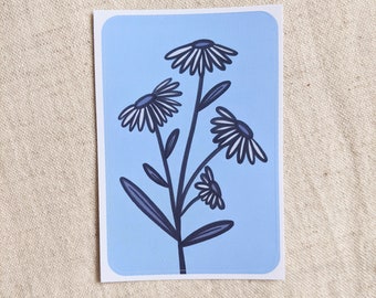 Blue daisy colourful floral sticker