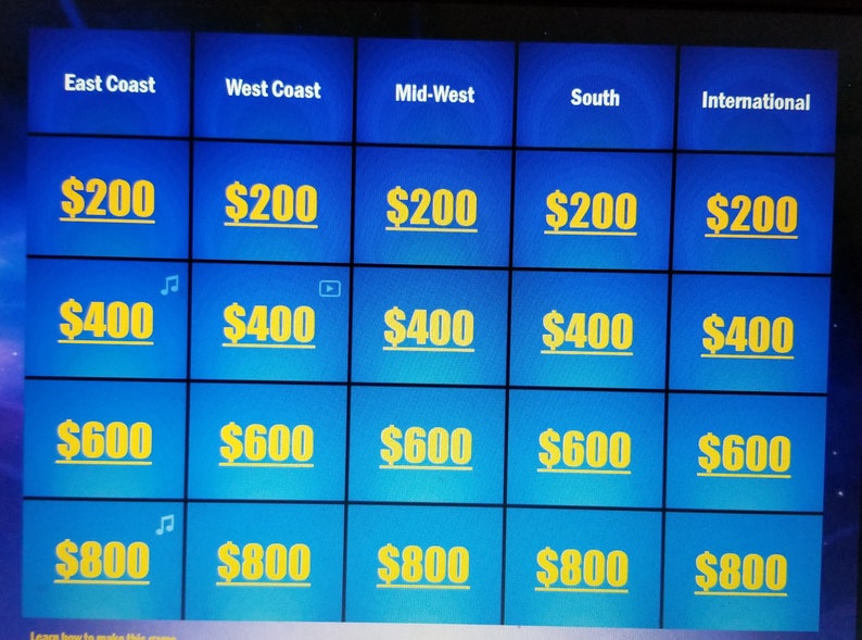 Theme Rap Artists Jeopardy Game